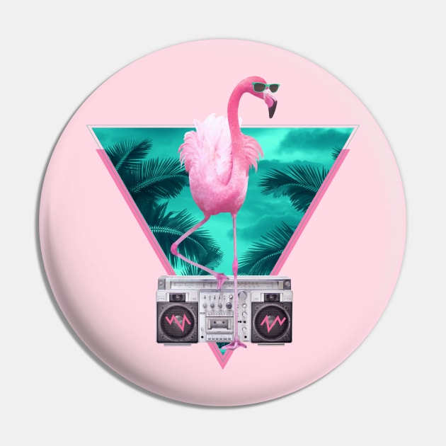 Miami Flamingo Pin by astronaut