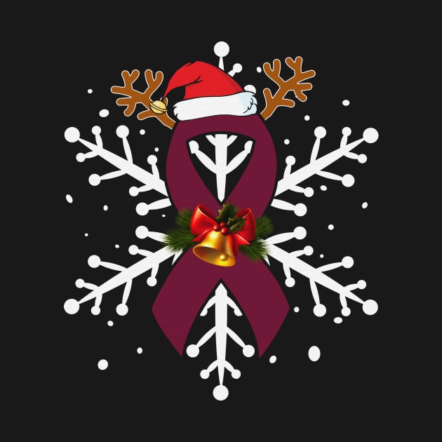 Snowflakes Christmas Santa Hat Sickle Cell Awareness Burgundy Ribbon Warrior Support by celsaclaudio506