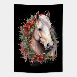 Christmas Watercolor Horse Equestrian Christmas Tapestry