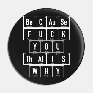 Chemistry - Because Fuck You That is Why - Periodic Table Pin