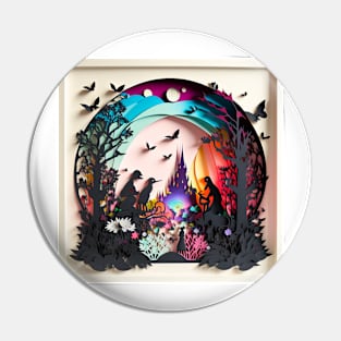 3D Effect Papercut Art - Fairytale Scene Pin