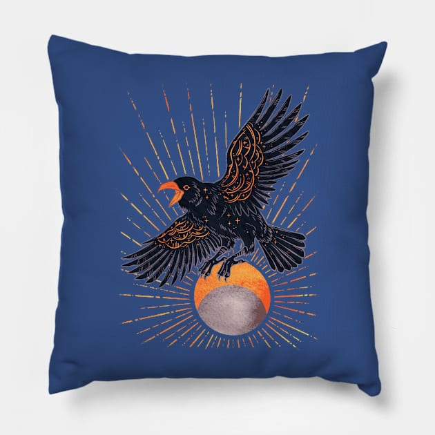 Crow and Moon Pillow by MichelleScribbles