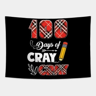 Teacher 100 Days Cray Cray 100th Day of School Plaid Tapestry