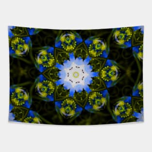 Kaleidoscopic Mandala Baby Blue Eyes Flower Tapestry