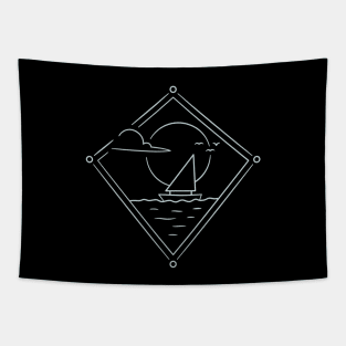 Line art sailboat Tapestry