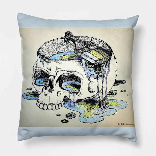 Dripping Skull Pillow by Rororocker