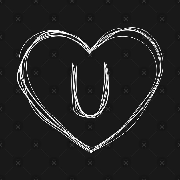 Letter U with heart frame in lineart style by KondeHipe