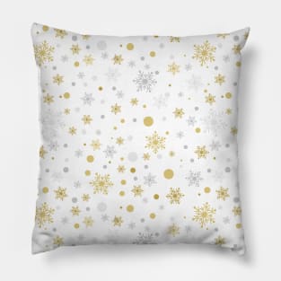 Snowflakes in gold and silver Pillow