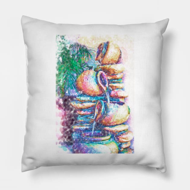 Patio Fountain Pillow by KirtTisdale