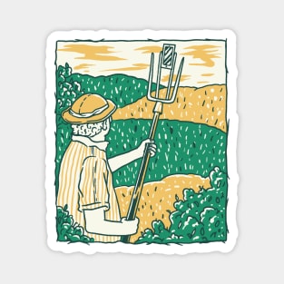 Farmer Selfie Stick // Funny Farmer Sketch Magnet