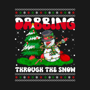 Dabbing Through The Snow Snowman Dab Dance Christmas Lights T-Shirt