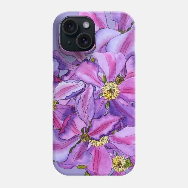 Clematis Flower Phone Case by Kirsty Topps