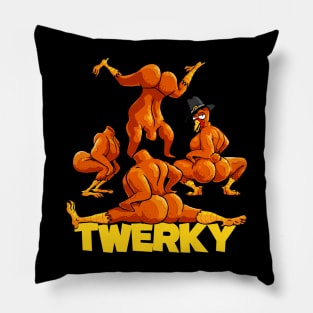 Twerky Twerking Turkeys Funny Thanksgiving Twerk Turkey Pillow