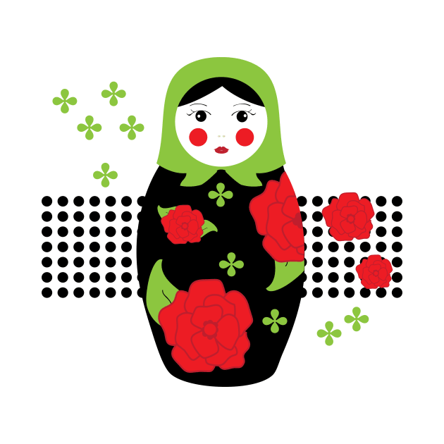 Matryoshka Folk Russian Nesting Doll Illustration by oknoki