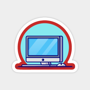 Computer Desktop With Mouse Cartoon Vector Icon Illustration (2) Magnet