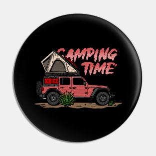 Pink Jeep Design Camping Time Pin