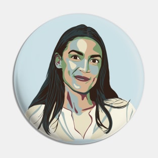 Alexandria Ocasio-Cortez Colorful Portrait Pin