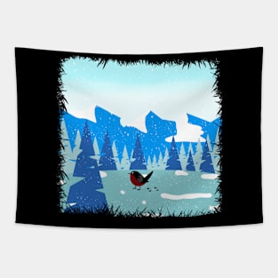 Ice mountain in snow Tapestry