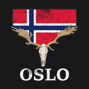 Norwegen Elch Flagge Expedition Oslo Urlaub T-Shirt