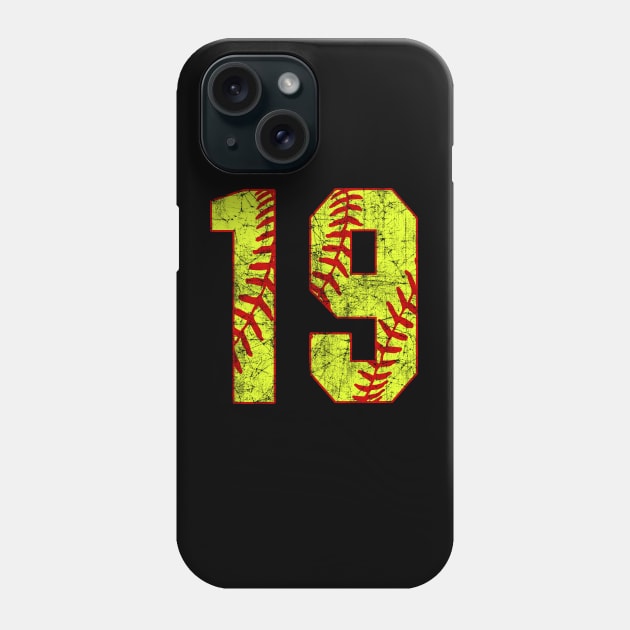 Fastpitch Softball Number 19 #19 Softball Shirt Jersey Uniform Favorite Player Biggest Fan Phone Case by TeeCreations