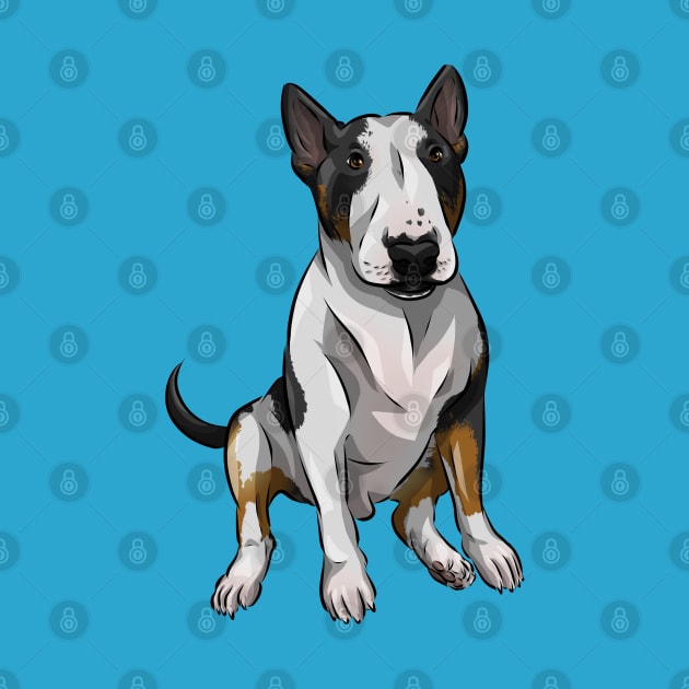 Cute English Bull Terrier Dog | Tricolour | Tricolor by Shirin Illustration