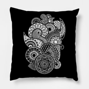 Abstract Mandala design (white on black) Pillow
