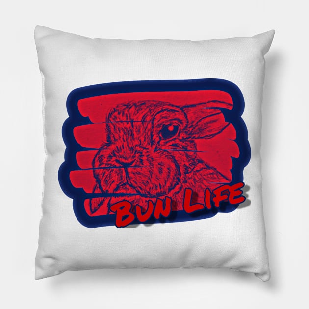 It’s a Bun Life - Bunny Rabbit Pillow by YollieBeeArt