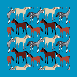 Horse pattern in aquamarine blue T-Shirt