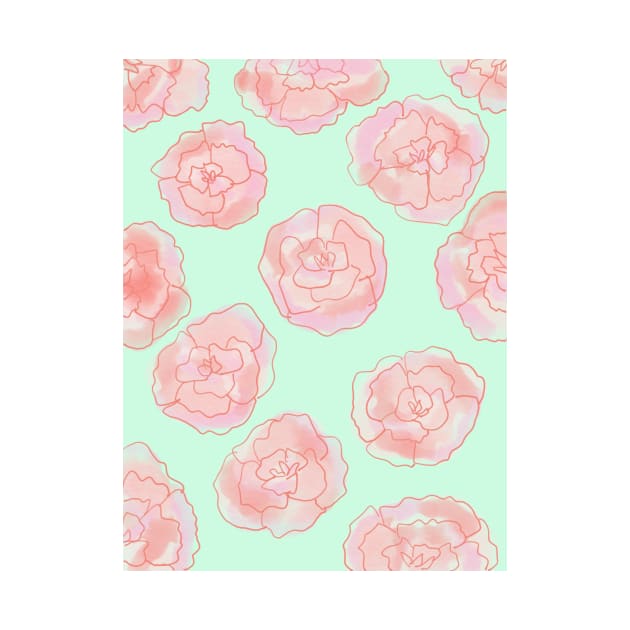 Pastel Pink and Green Roses by AlexandraStr