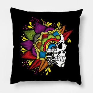 Mexican Skull Embroidery Effect Pillow