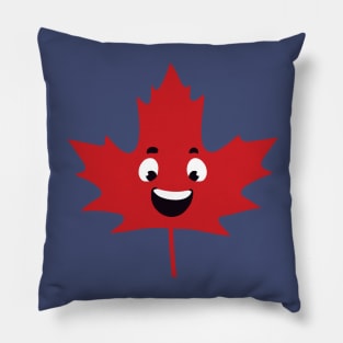 Cool Canada Day Maple Leaf Happy Face Pillow