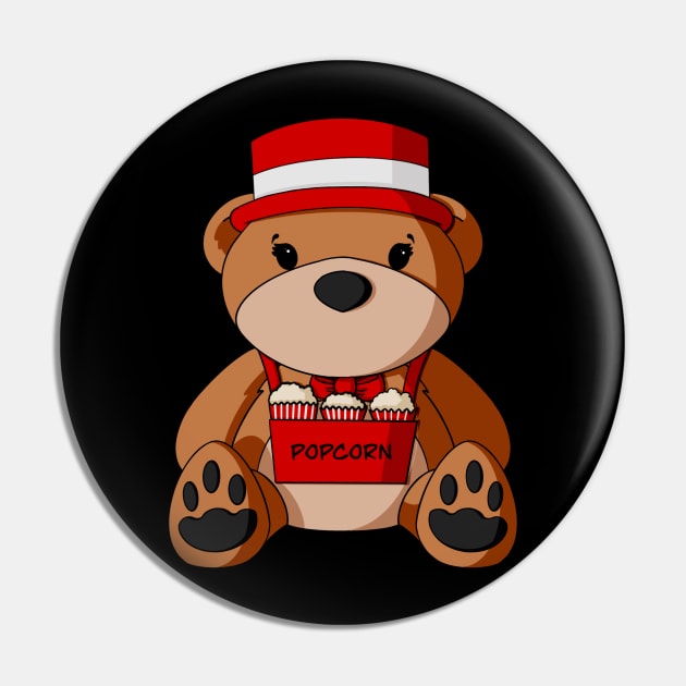 Circus Popcorn Vendor Teddy Bear Pin by Alisha Ober Designs