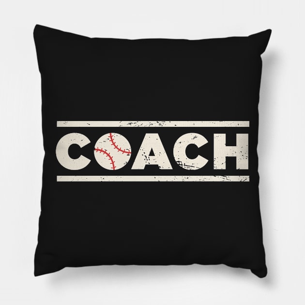 Retro Baseball Coach Pillow by MeatMan