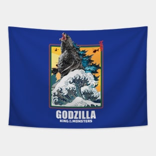 giant monsters big wave Tapestry