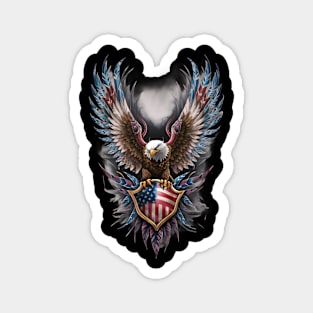 An Eagle with its Wings Spread, Clutching a Shield that Bears the Design of the American Flag Magnet