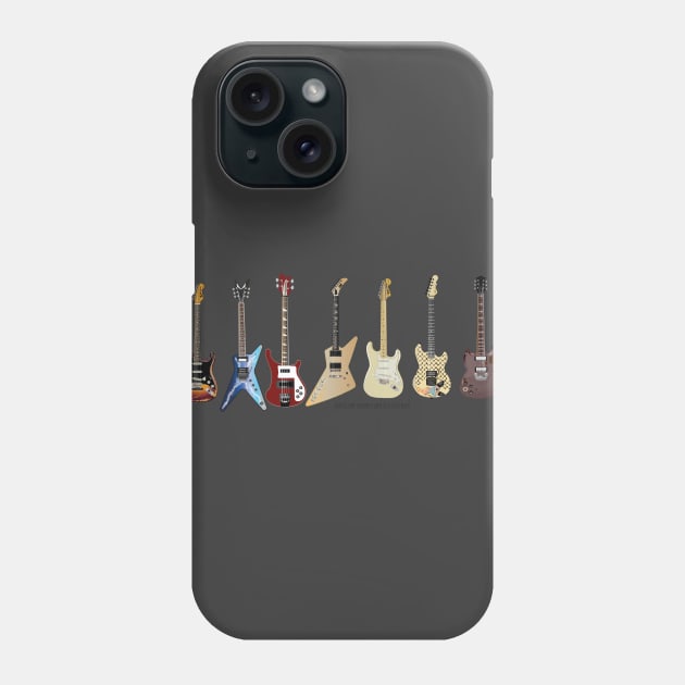 Guitar line up Phone Case by DeclanTIGERIllustration