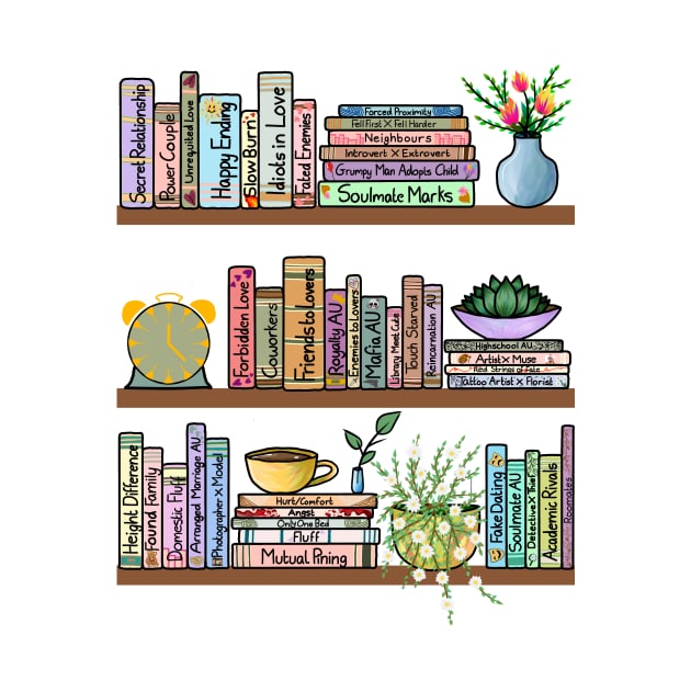 fanfiction bookshelf <3 by TheHermitCrab