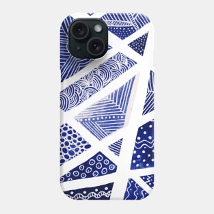 Geometric doodles - blue and white Phone Case