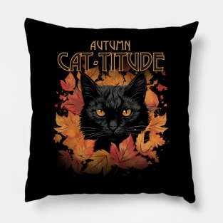 Autumn Cat Cat-Titude Halloween Season Pillow