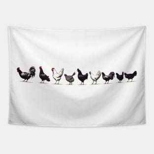 Chickens in a row Tapestry