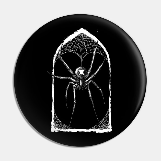 Gothic Window Black Widow Spider Pin by ScottBokma