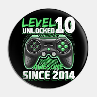 10th Birthday Gamer 10 Year Old Bday Boy Ten Son Pin