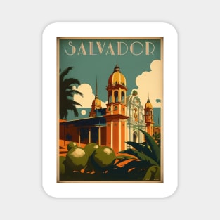 Salvador Brazil Vintage Travel Art Poster Magnet