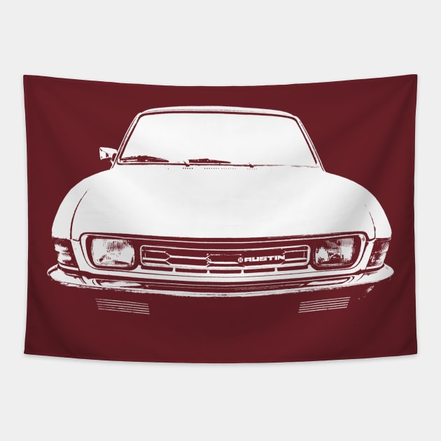 Austin Allegro 1970s classic car monoblock white Tapestry by soitwouldseem