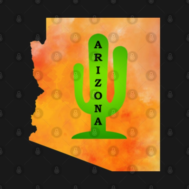 Arizona Cactus in a Sunset Sky State Map by Star58