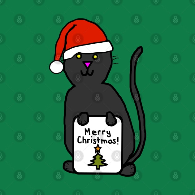 Cute Cat says Merry Christmas by ellenhenryart