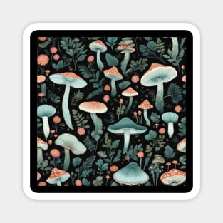 Magic Mushrooms Night Garden Seamless Pattern Magnet