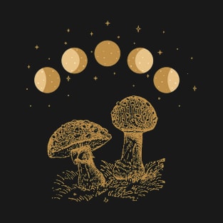 Vintage Goblincore Mushroom Foragin Aesthetic Moon T-Shirt