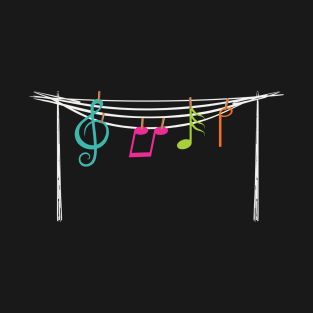 Music Notes in the Clothesline T-Shirt