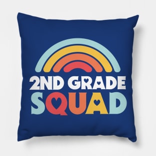 Cute School Teacher 2nd Grade Squad with Retro Rainbow and Hearts Pillow